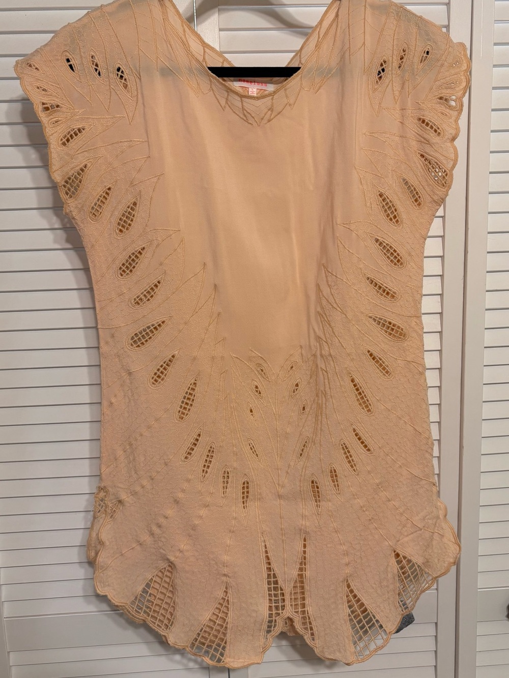 Nameless Peach Crochet Accent Tunic or Mini Dress